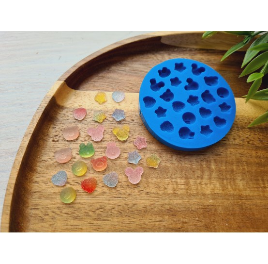 Silicone mold, Set of sweets, style 15, 21 elements, ~ 0.7-1 cm, H:0.3-0.5 cm