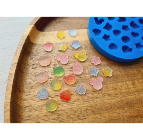 Silicone mold, Set of sweets, style 15, 21 elements, ~ 0.7-1 cm, H:0.3-0.5 cm