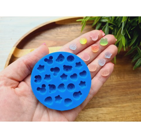 Silicone mold, Set of sweets, style 15, 21 elements, ~ 0.7-1 cm, H:0.3-0.5 cm