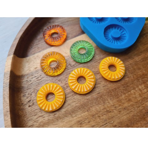 Silicone mold, Candy, style 17, round, 3 elements, ~ Ø 1.7 cm, H:0.3 cm