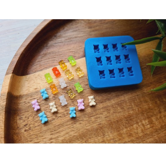 Silicone mold, Jelly candy, style 7, bear, mini, 12 elements, ~ 0.3*0.6 cm, H:0.3 cm