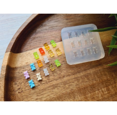 Silicone mold, Jelly candy, style 7, bear, mini, 12 elements, ~ 0.3*0.6 cm, H:0.3 cm