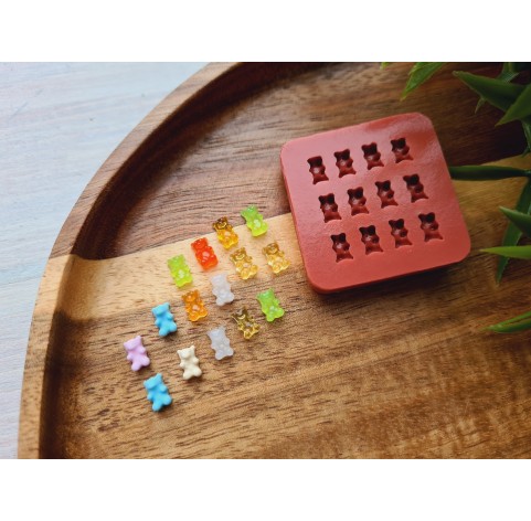 Silicone mold, Jelly candy, style 7, bear, mini, 12 elements, ~ 0.3*0.6 cm, H:0.3 cm