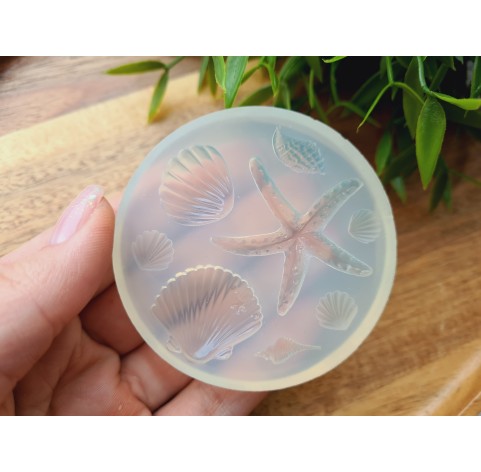 Silicone mold, Sea life set, style 1, 8 elements, ~ 0.8-3.7 cm, H:0.3-0.6 cm