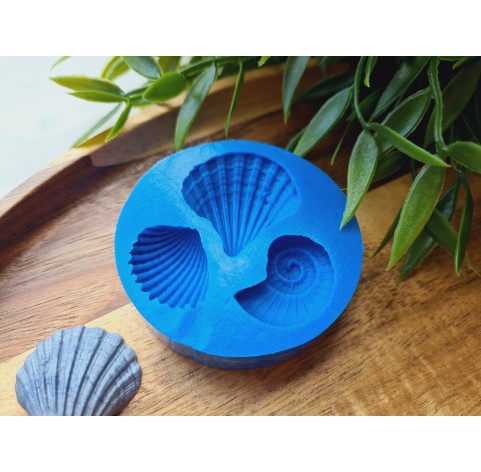Silicone mold, Seashell, style 2, 3 elements, ~ 1.7-2.8 cm, H:0.7 cm