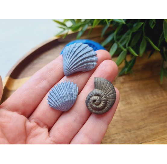 Silicone mold, Seashell, style 2, 3 elements, ~ 1.7-2.8 cm, H:0.7 cm