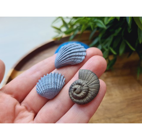 Silicone mold, Seashell, style 2, 3 elements, ~ 1.7-2.8 cm, H:0.7 cm
