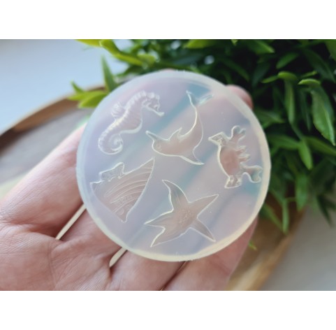 Silicone mold, Sea life set, style 3, 5 elements, ~ 1.1-2.3 cm, H:0.3-0.5 cm