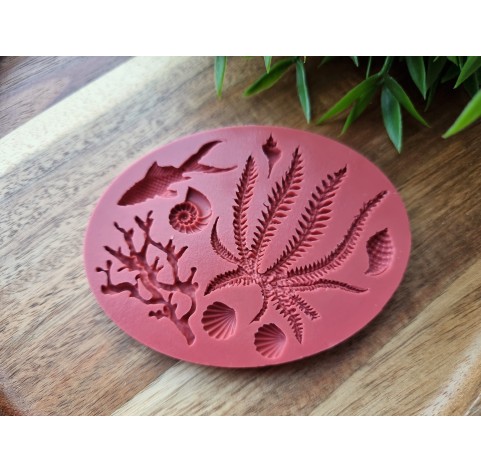 Silicone mold, Sea life set, style 4, 8 elements, ~ 0.6-5.2 cm, H:0.2-0.5 cm