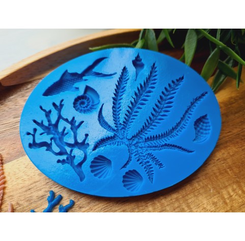 Silicone mold, Sea life set, style 4, 8 elements, ~ 0.6-5.2 cm, H:0.2-0.5 cm