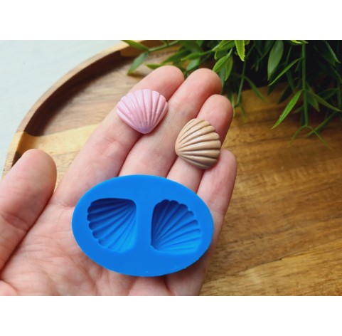 Silicone mold, Seashell, style 4, 2 elements, ~ 1.7*2 cm, H:0.6 cm