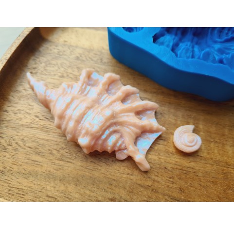 Silicone mold, Seashell, style 6, large, 2 elements, ~ 1.2-7.5 cm, H:0.6-1.6 cm