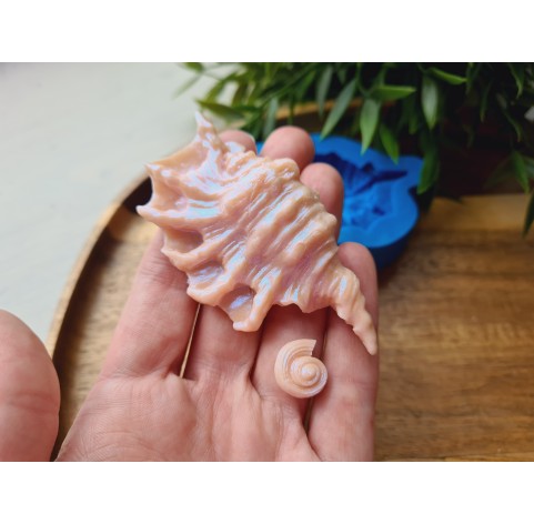 Silicone mold, Seashell, style 6, large, 2 elements, ~ 1.2-7.5 cm, H:0.6-1.6 cm