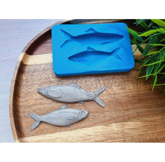 Silicone mold, Fish, style 2, 2 elements, ~ 2.6*6.8 cm, 2.6*8.3 cm, H:0.7-0.9 cm