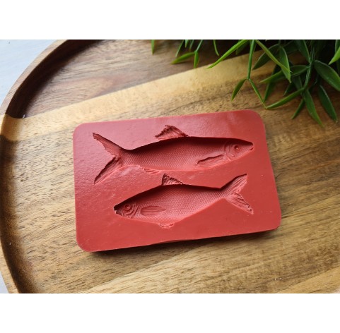 Silicone mold, Fish, style 2, 2 elements, ~ 2.6*6.8 cm, 2.6*8.3 cm, H:0.7-0.9 cm