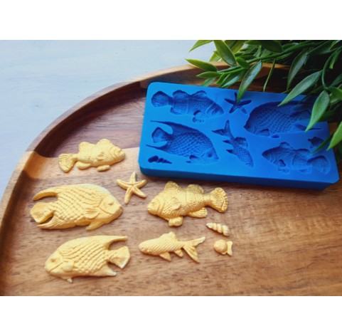 Silicone mold, Sea life set, style 5, 8 elements, ~ 0.5-2.5*1-4.5 cm, H:0.3-0.7 cm