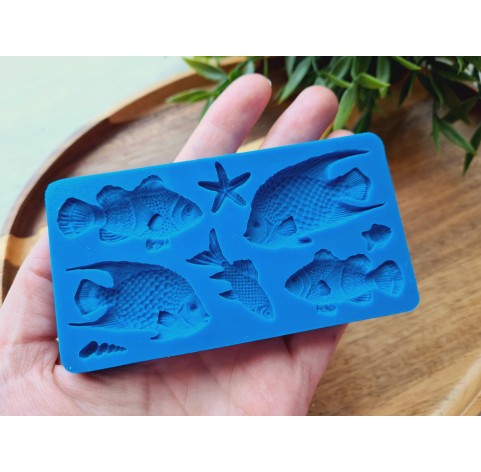 Silicone mold, Sea life set, style 5, 8 elements, ~ 0.5-2.5*1-4.5 cm, H:0.3-0.7 cm