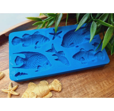 Silicone mold, Sea life set, style 5, 8 elements, ~ 0.5-2.5*1-4.5 cm, H:0.3-0.7 cm