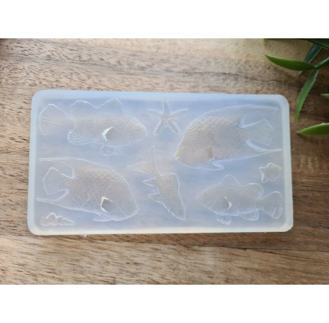Silicone mold, Sea life set, style 5, 8 elements, ~ 0.5-2.5*1-4.5 cm, H:0.3-0.7 cm