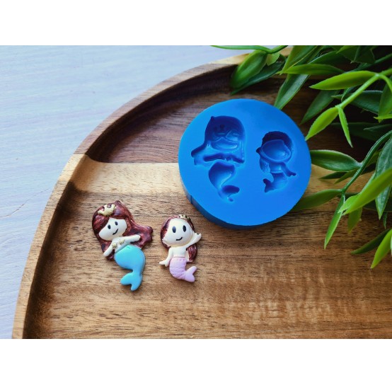 Silicone mold, Mermaid, 2 elements, ~ 1.5*2.3 cm, 2.5*3.3 cm, H:0.5-0.7 cm