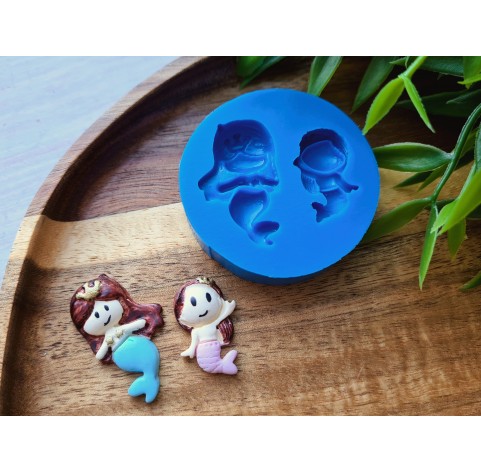 Silicone mold, Mermaid, 2 elements, ~ 1.5*2.3 cm, 2.5*3.3 cm, H:0.5-0.7 cm