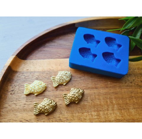 Silicone mold, Fish, style 3, 4 elements, ~ 1.4*2 cm, H:0.5 cm
