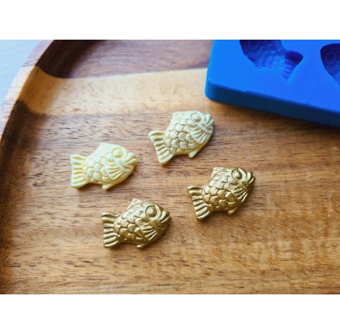 Silicone mold, Fish, style 3, 4 elements, ~ 1.4*2 cm, H:0.5 cm