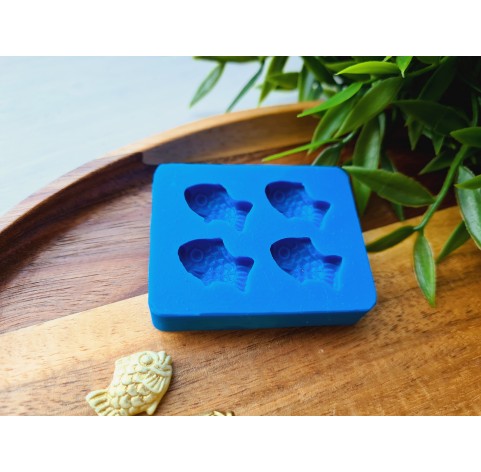 Silicone mold, Fish, style 3, 4 elements, ~ 1.4*2 cm, H:0.5 cm