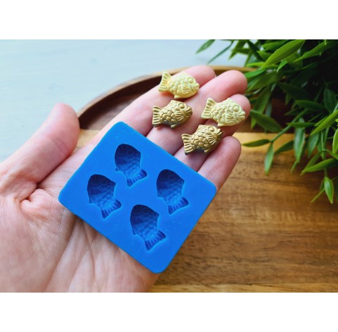 Silicone mold, Fish, style 3, 4 elements, ~ 1.4*2 cm, H:0.5 cm