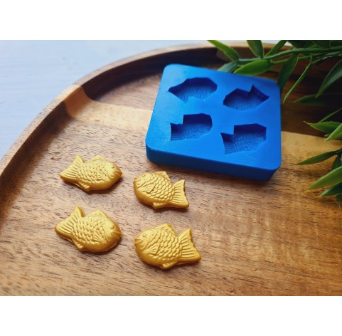 Silicone mold, Fish, style 4, 4 elements, ~ 1.5*2.5 cm, H:0.5 cm