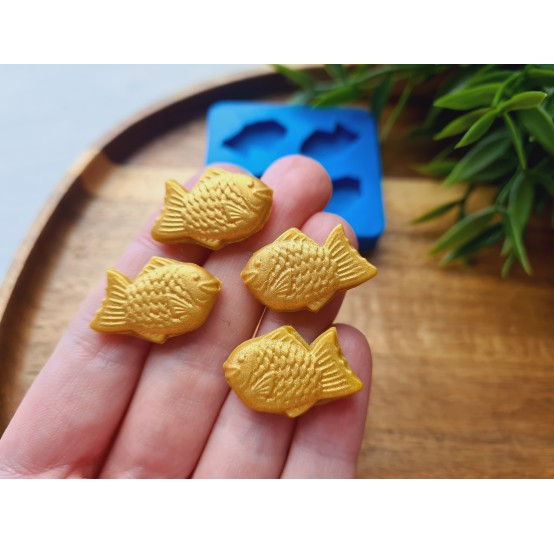 Silicone mold, Fish, style 4, 4 elements, ~ 1.5*2.5 cm, H:0.5 cm