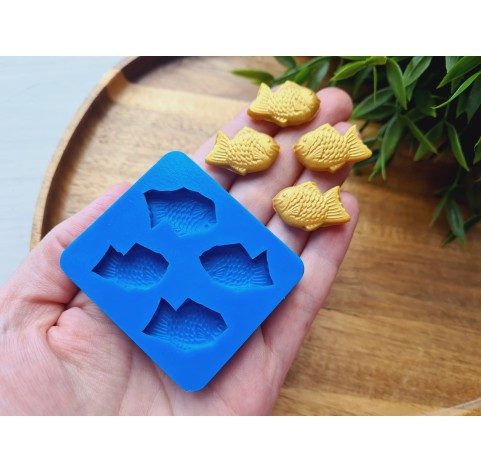 Silicone mold, Fish, style 4, 4 elements, ~ 1.5*2.5 cm, H:0.5 cm