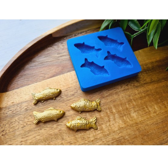 Silicone mold, Fish, style 5, 4 elements, ~ 1.2*2.5 cm, H:0.4 cm