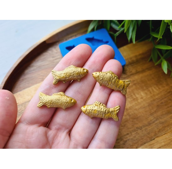 Silicone mold, Fish, style 5, 4 elements, ~ 1.2*2.5 cm, H:0.4 cm