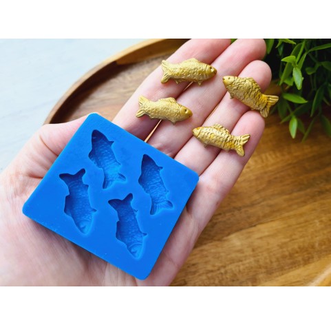 Silicone mold, Fish, style 5, 4 elements, ~ 1.2*2.5 cm, H:0.4 cm