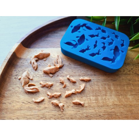 Silicone mold, Fish, style 6, 13 elements, ~ 0.5*2.3 cm, H:0.3-0.5 cm