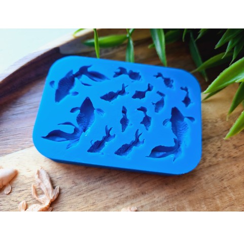 Silicone mold, Fish, style 6, 13 elements, ~ 0.5*2.3 cm, H:0.3-0.5 cm