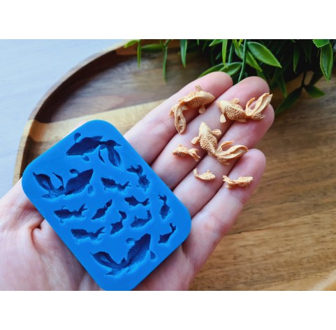 Silicone mold, Fish, style 6, 13 elements, ~ 0.5*2.3 cm, H:0.3-0.5 cm