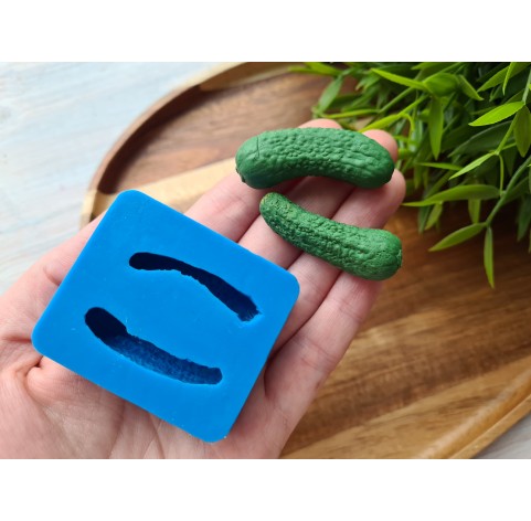 Silicone mold, Cucumber, style 5, 2 elements, ~ 1.7*4.5 cm, 1.4*4.2 cm, H:1.5 cm