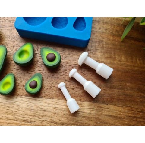 Silicone mold, Avocado, 6 elements, with tools, ~ 1.1-2.2*1.4-4.2 cm, 0.5-0.7*0.7-1.2 cm, H:0.6-0.8 cm