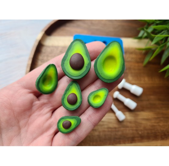 Silicone mold, Avocado, 6 elements, with tools, ~ 1.1-2.2*1.4-4.2 cm, 0.5-0.7*0.7-1.2 cm, H:0.6-0.8 cm