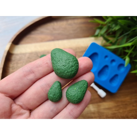 Silicone mold, Avocado, 6 elements, with tools, ~ 1.1-2.2*1.4-4.2 cm, 0.5-0.7*0.7-1.2 cm, H:0.6-0.8 cm