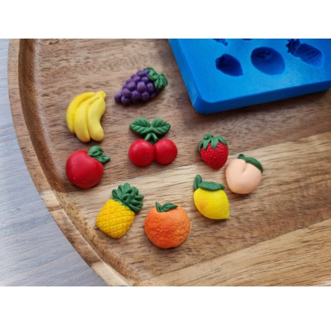 Silicone mold, Mini fruit set, 9 elements, ~ 1-2.3 cm, H:0.6-0.8 cm