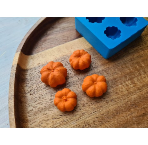 Silicone mold, Pumpkin, style 2, imitation, 4 elements, ~ Ø 1.6-2 cm, H:0.8-1.1 cm