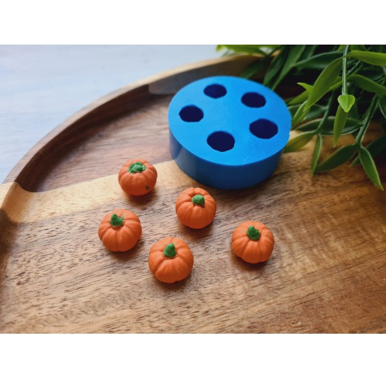 Silicone mold, Pumpkin, style 4, mini, 5 elements, ~ Ø 1.4 cm, H:1.3 cm