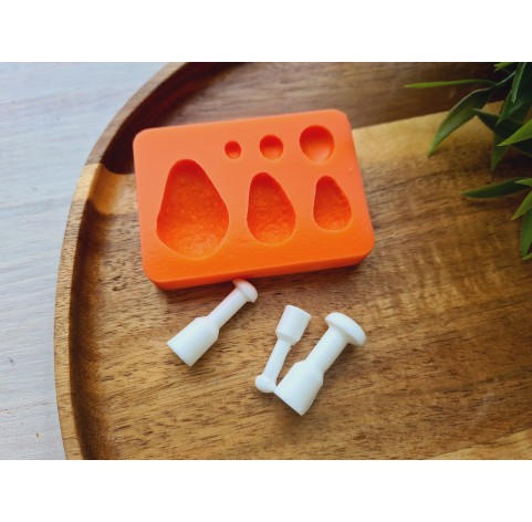 Silicone mold, Avocado, 6 elements, with tools, ~ 1.1-2.2*1.4-4.2 cm, 0.5-0.7*0.7-1.2 cm, H:0.6-0.8 cm