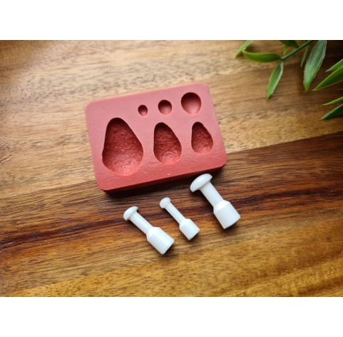 Silicone mold, Avocado, 6 elements, with tools, ~ 1.1-2.2*1.4-4.2 cm, 0.5-0.7*0.7-1.2 cm, H:0.6-0.8 cm