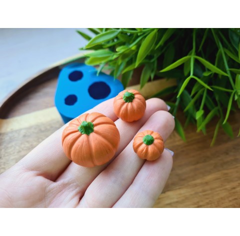 Silicone mold, Pumpkin, style 6, 3 elements, ~ Ø 1.5-2.2 cm, H:1.1-2 cm