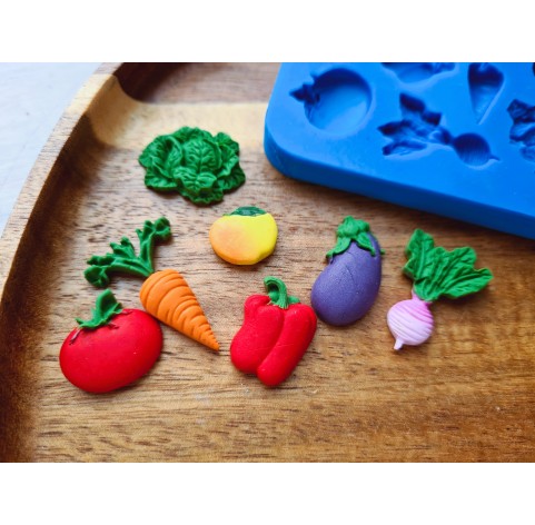 Silicone mold, Vegetable set, mini, 7 elements, ~ 1-2.3 cm, H:0.4 cm