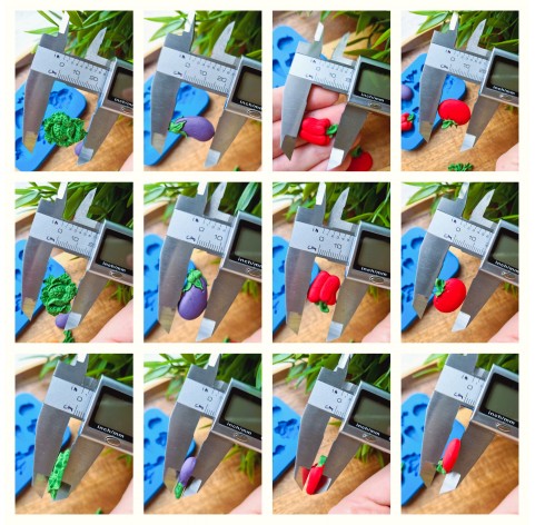 Silicone mold, Vegetable set, mini, 7 elements, ~ 1-2.3 cm, H:0.4 cm